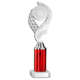 SILVER/RED 'OLYMPIC' HOLDER ASSEMBLED ON MARBLE (2" CEN/3" TUBE) - 10in